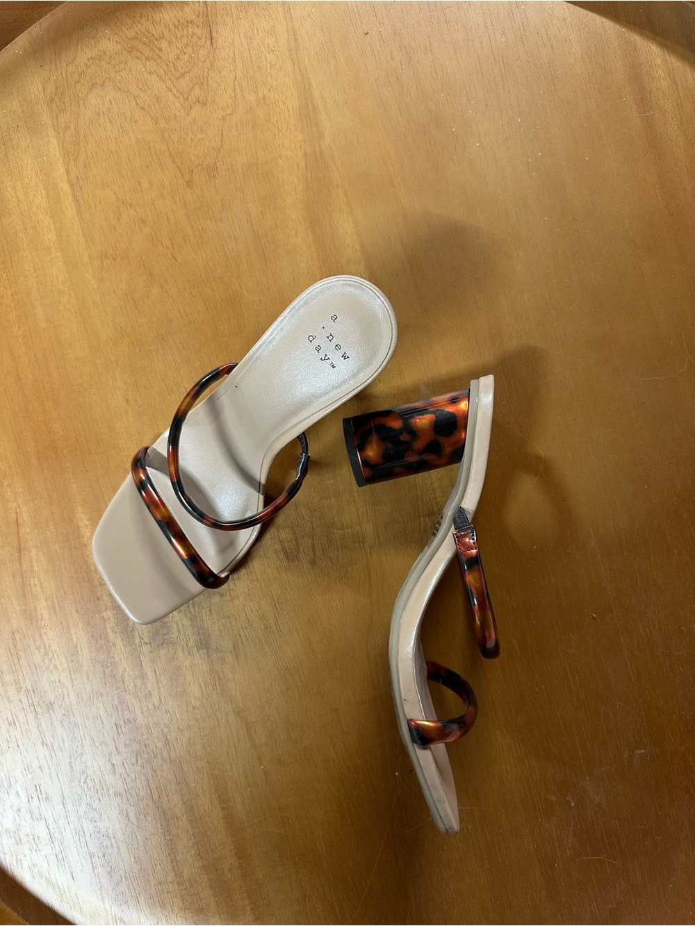 Target Tortoiseshell-Strap Block Heel Sandals - Beige